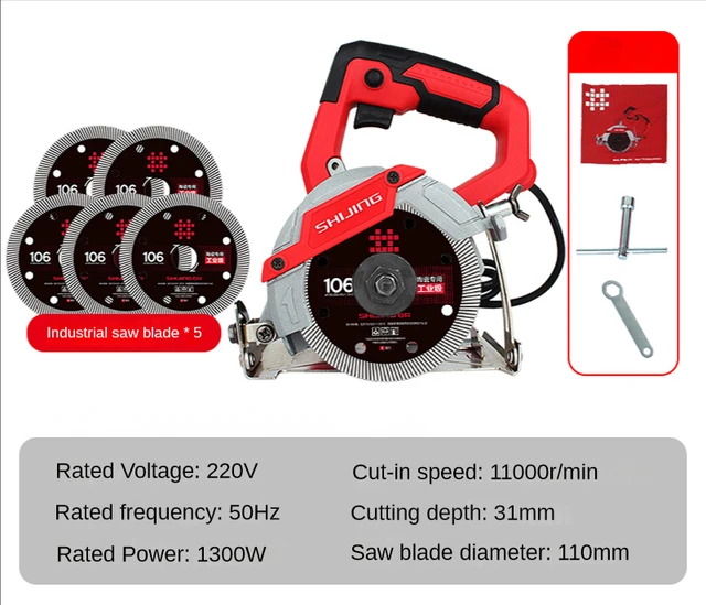 Shijing 9320 Electric Circular Saw For Stone Marble Brick Wood Cutting Machine Ceramictile Cutter With 5 Original Blades – Saw X 5 Black Blades Shijing 9320 Electric Circular Saw For Stone Marble Brick Wood Cutting Machine Ceramictile Cutter With 5 Original Blades – Saw X 5 Black Blades