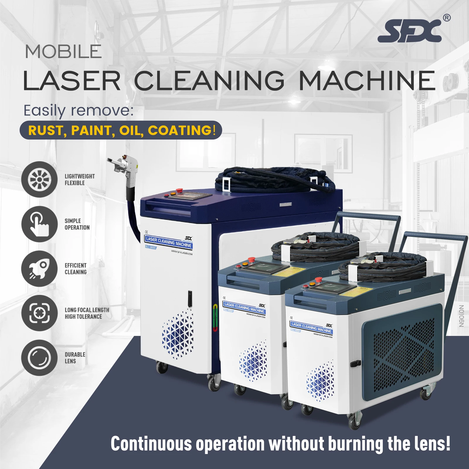 Blc-3000 Max Source Scan Width 10-160 Continuous/Modulation Rust Removal For Paint/Oil/Coating Mobile Laser Cleaning Machine Blc-3000 Max Source Scan Width 10-160 Continuous/Modulation Rust Removal For Paint/Oil/Coating Mobile Laser Cleaning Machine