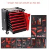 Tool Trolley Cabinet for Storage Auto Tools Set Cart Tool Set Tray Truck Auto Repair Workshop Hardware Toolbox Cart Repair – RED 201PC