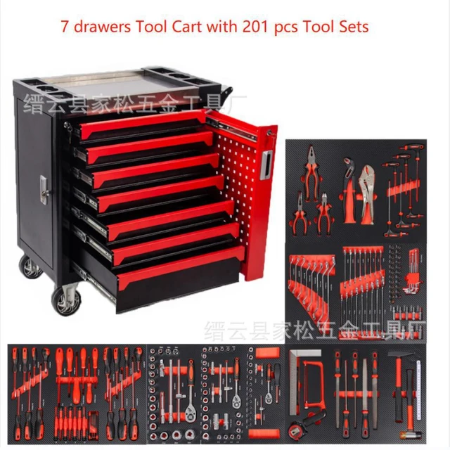 Tool Trolley Cabinet For Storage Auto Tools Set Cart Tool Set Tray Truck Auto Repair Workshop Hardware Toolbox Cart Repair – Red 201Pc Tool Trolley Cabinet For Storage Auto Tools Set Cart Tool Set Tray Truck Auto Repair Workshop Hardware Toolbox Cart Repair – Red 201Pc