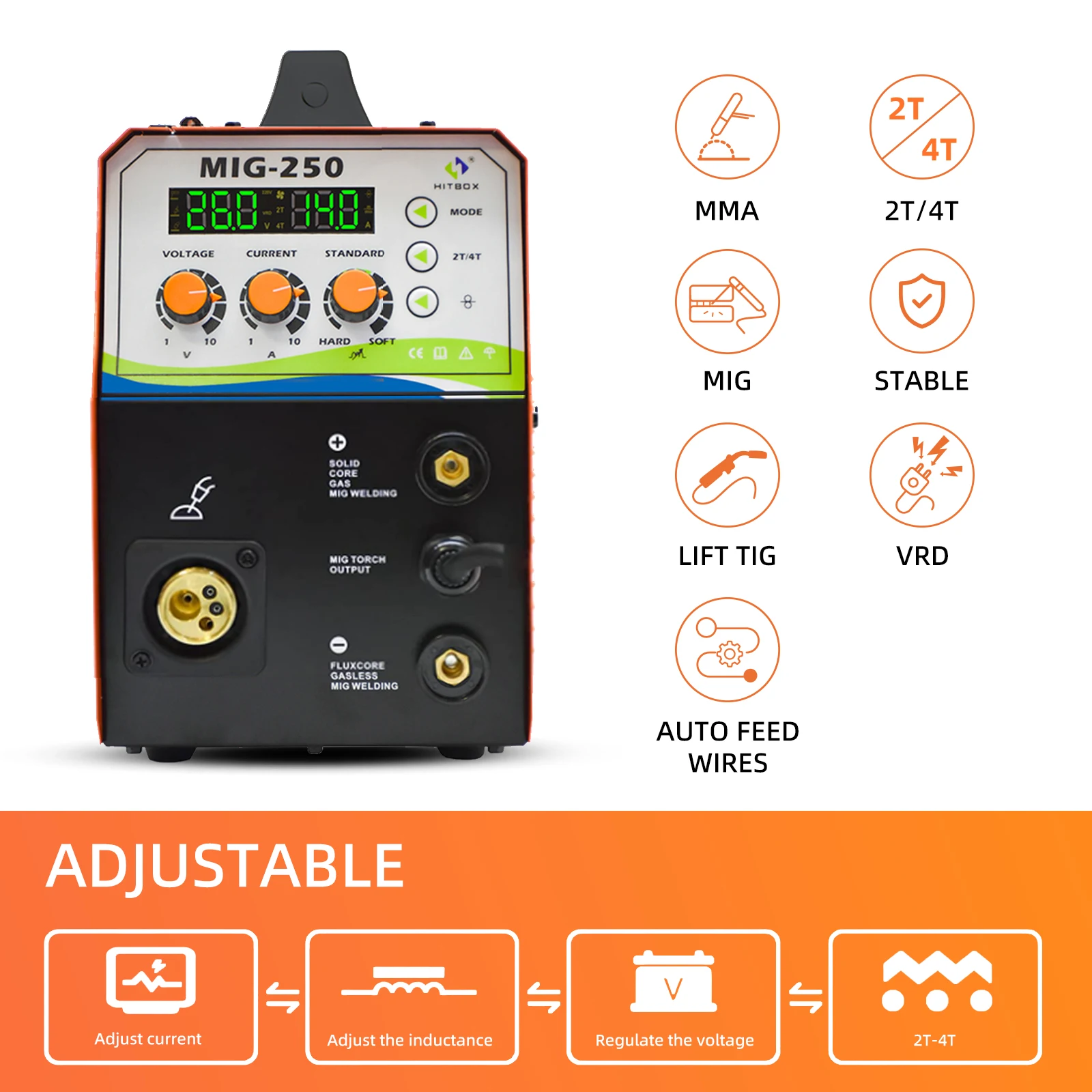 Hitbox Mig Welding Machine 4 In 1 Digital Display Precise Control Mig250 220V Mig Gasless/Arc/Lift Tig/Gas Co2 2T/4T Welder Hitbox Mig Welding Machine 4 In 1 Digital Display Precise Control Mig250 220V Mig Gasless/Arc/Lift Tig/Gas Co2 2T/4T Welder