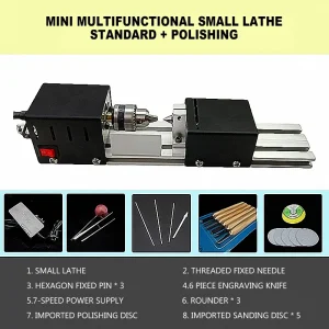 Mini Beads Machine Miniature Lathe DIY Grinding and Polishing Beads Lathe Polishing Woodworking Buddha Pearl Lathe