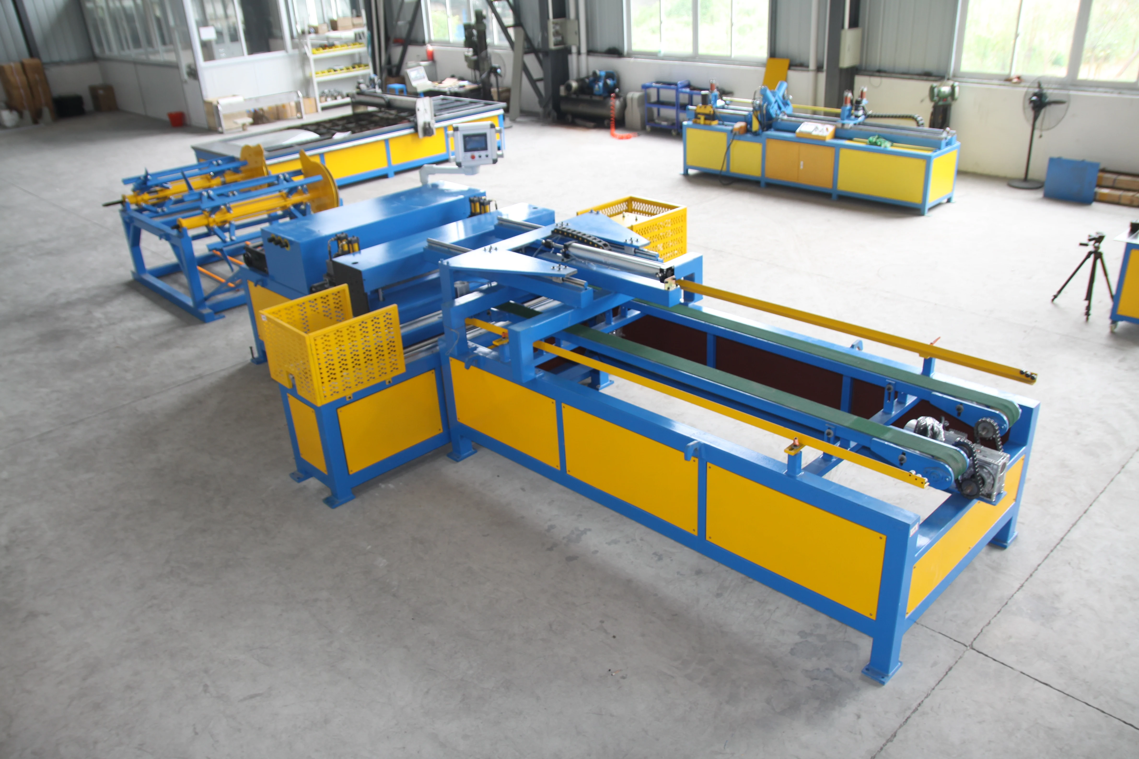 Super Auto Duct Line 4 Air Hose Blast Pipe Sheet Metal Square Processing Tools Cnc Havc Making Production Machine Super Auto Duct Line 4 Air Hose Blast Pipe Sheet Metal Square Processing Tools Cnc Havc Making Production Machine