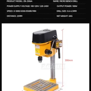 220V 110v Mini Bench Drill Stand Multifunctional Industrial Electric Bench Drilling Drill Chuck 0.6-6.5mm Mini Grinder – ZB-2506A 220V 110v Mini Bench Drill Stand Multifunctional Industrial Electric Bench Drilling Drill Chuck 0.6-6.5mm Mini Grinder – ZB-2506A