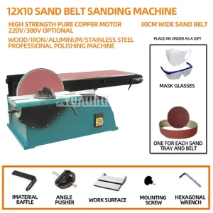 3000w Abrasive Belt Sanding Machine Woodworking Metal Electric Vertical and Horizontal Grinding Machine Sandpaper Tool – 3000w 380v