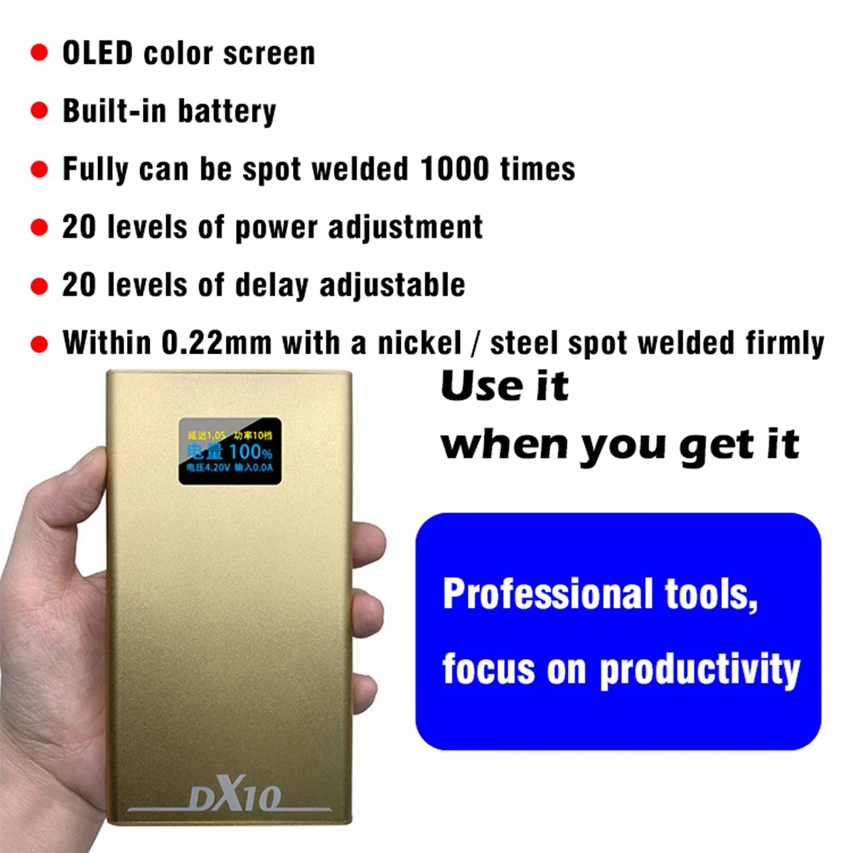 Dx10 10600Mah Portable Spot Welder Mini Spot Welding Machine For 18650 Battery Spot Welder 20 Gears Charge-Pal Oled Display S Dx10 10600Mah Portable Spot Welder Mini Spot Welding Machine For 18650 Battery Spot Welder 20 Gears Charge-Pal Oled Display S
